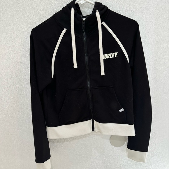 Hurley Tops - hurley women’s black and white zip up hoodie